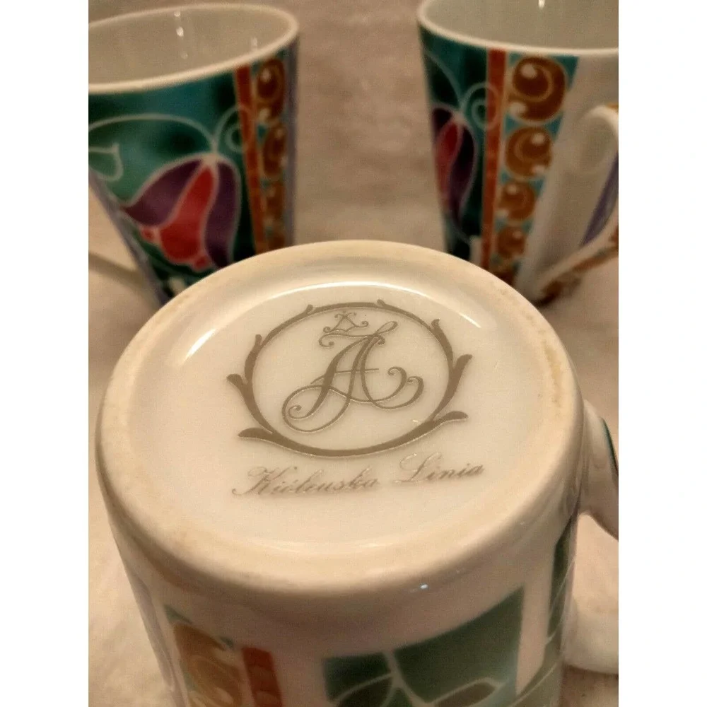 Rare Vintage Russian Art Deco Teacup Coffee Mug Set 4 Signed - Picture 8 of 9